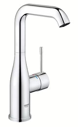 Visoka armatura za Umivalnik Grohe Essence New v krom izvedbi z vrtljivim izlivom in ročnim upravljanjem.
