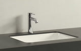 Kromirana enoročna armatura za umivalnik Grohe Essence New z odtočnim kompletom in ukrivljenim izlivom.