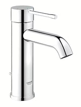 Kromirana enoročna armatura za umivalnik Grohe Essence New z odtočnim kompletom in varčnimi tehnologijami.