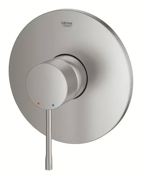 Podometna enoročna armatura za tuš Grohe Essence New v izvedbi supersteel s kovinsko ploščo