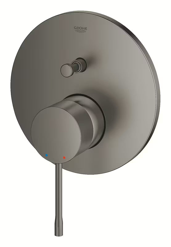 Podometna armatura za tuš Grohe Essence New v izvedbi brushed hard graphite z 2-smernim preklopnikom.
