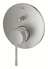 Podometna armatura za tuš Grohe Essence New v izvedbi supersteel z ročnim upravljanjem in 2-smernim preklopnikom.