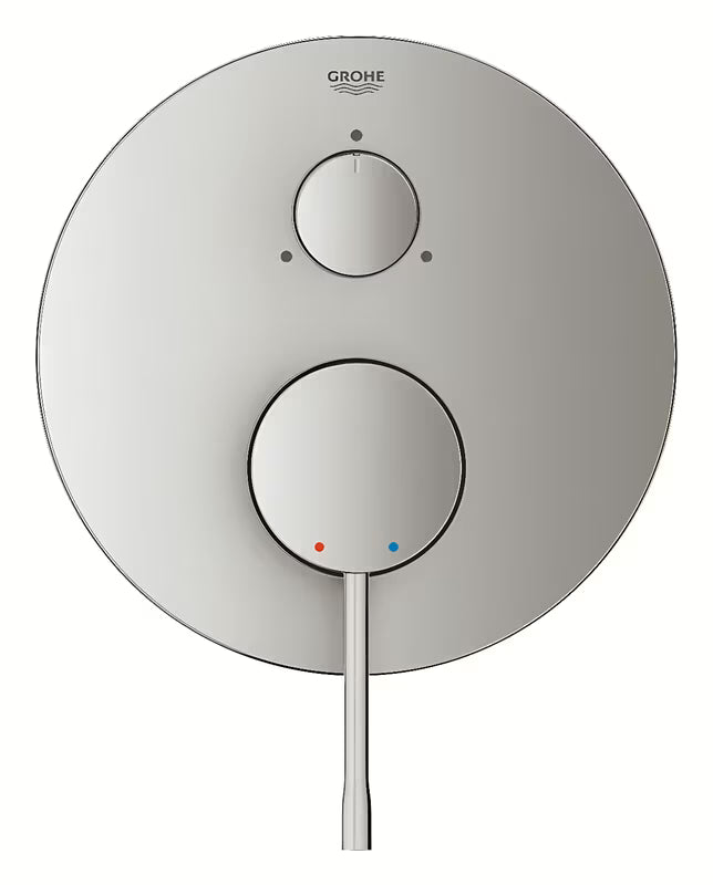 Podometna armatura za tuš Grohe Essence New v izvedbi supersteel z ročico in 3-smernim preklopnikom.