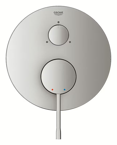 Podometna armatura za tuš Grohe Essence New v izvedbi supersteel z ročico in 3-smernim preklopnikom.