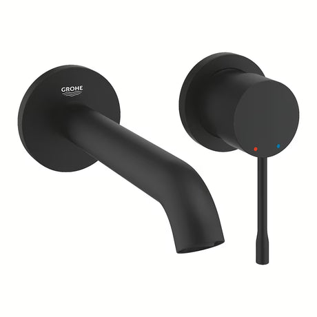 Grohe Essence New podometna armatura za umivalnik za na steno v barvi phantom black z ročico in rozeto