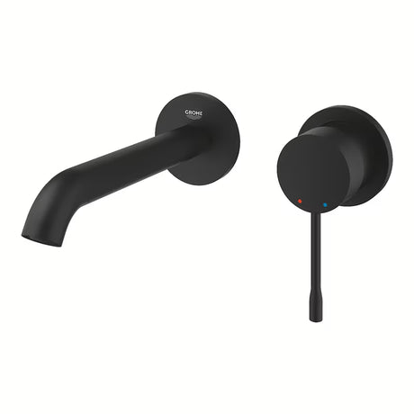 Grohe Essence New podometna armatura za umivalnik za na steno v barvi phantom black z ročico in rozeto
