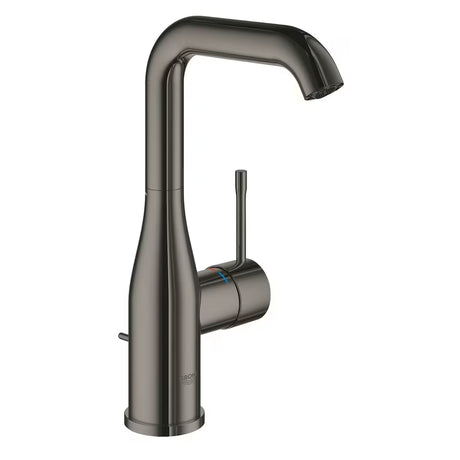 Visoka enoročna armatura za umivalnik Grohe Essence New v površinski obdelavi Hard Graphite z vrtljivim izlivom
