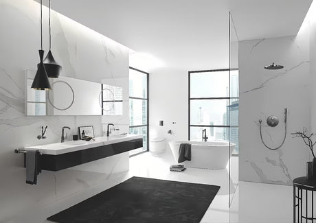 Visoka enoročna armatura za umivalnik Grohe Essence New v površinski obdelavi Hard Graphite z vrtljivim izlivom