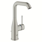 Visoka enoročna armatura za umivalnik Grohe Essence New v izvedbi supersteel z vrtljivim izlivom