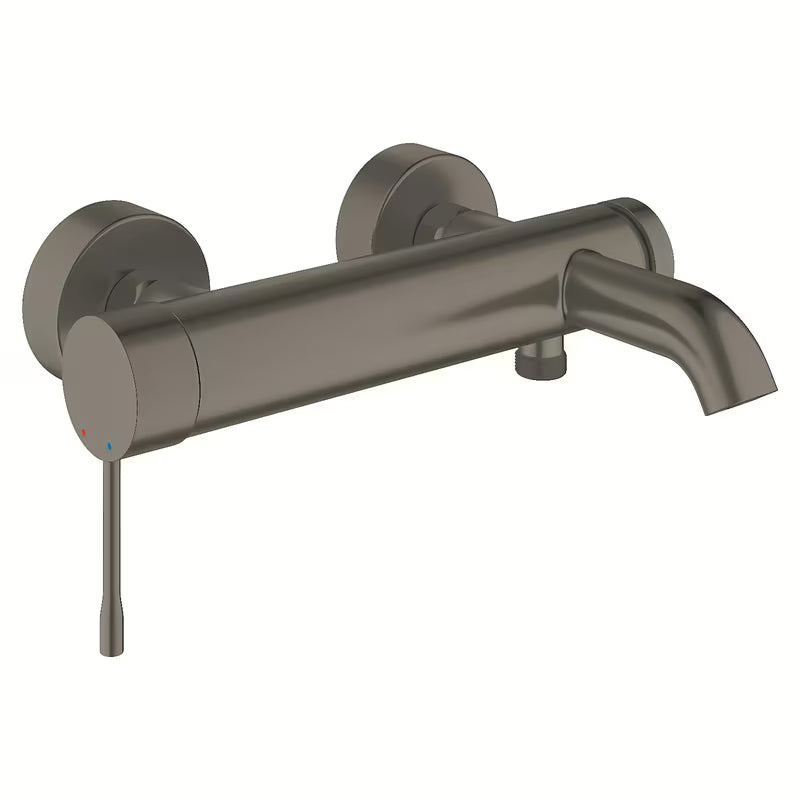 Stenska kadna enoročna armatura Grohe Essence New v površinski obdelavi Brushed Hard Graphite s preklopnikom kad/tuš.