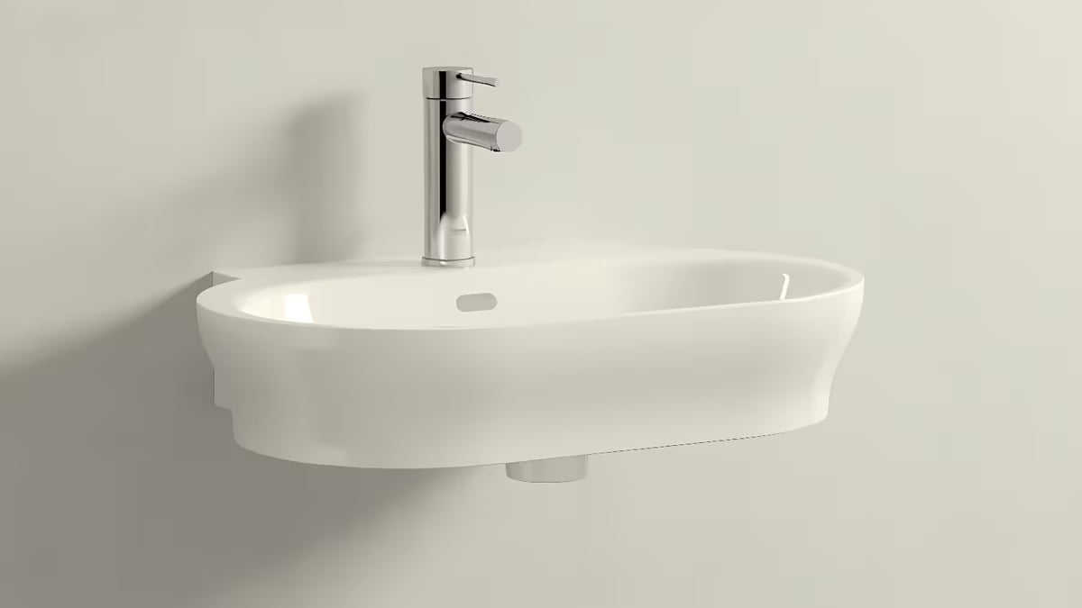 Kromirana armatura za umivalnik Grohe Essence New z ročnim upravljanjem in gladkim ohišjem