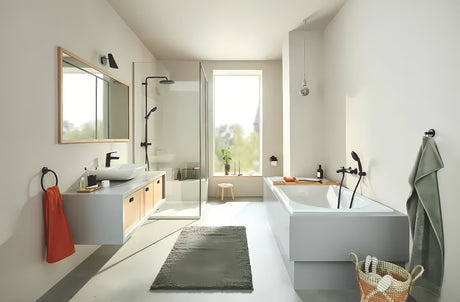 Kovinski držalo za brisače Grohe Essentials v mat črni izvedbi s skritim pritrjevanjem