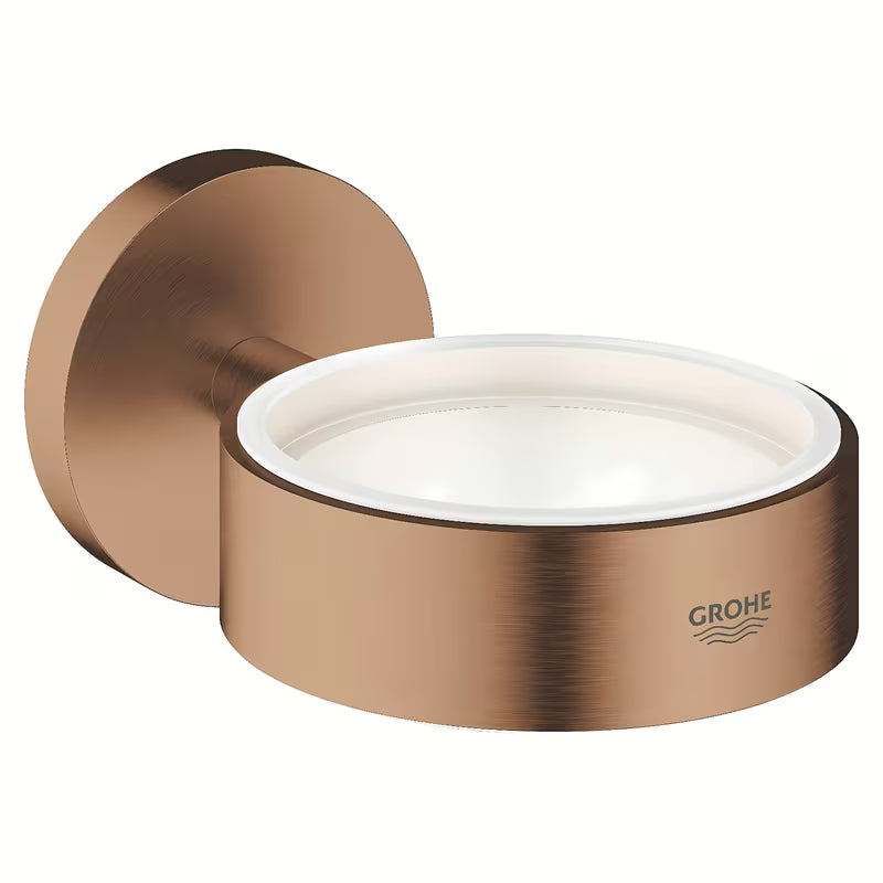 Kovinski držalo brez kozarca Grohe Essentials v površinski obdelavi Brushed Warm Sunset s skritim pritrjevanjem.