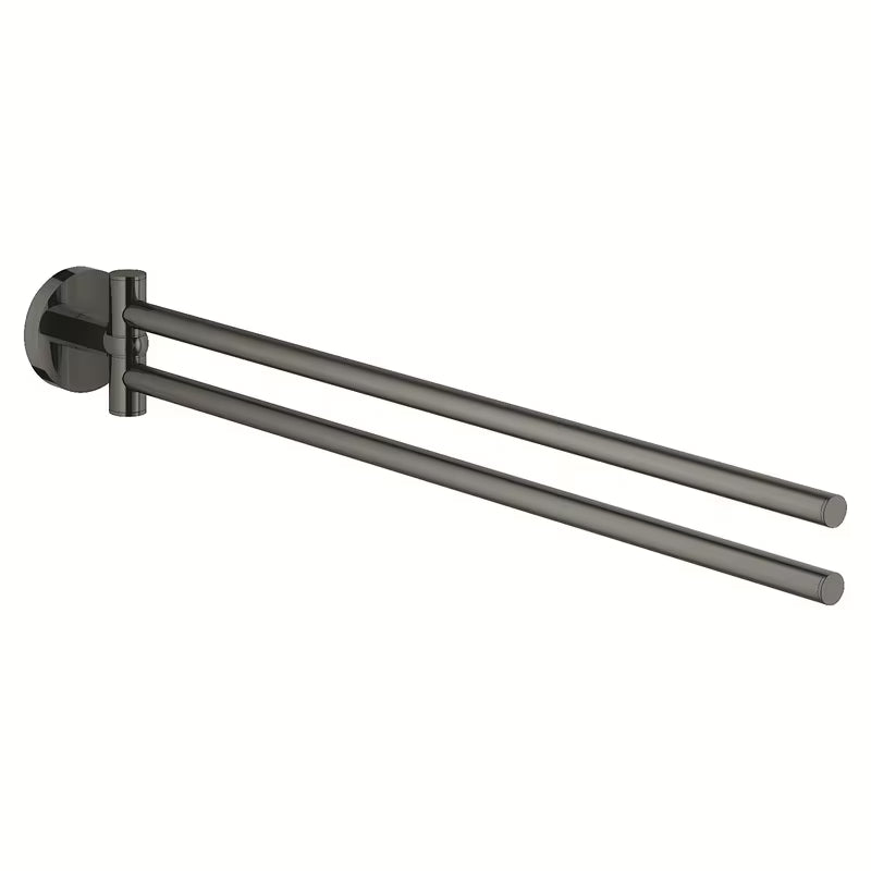 Držalo za Brisače Grohe Essentials z dvema vrtljivima ročajema v izvedbi Hard Graphite s skritim pritrjevanjem.