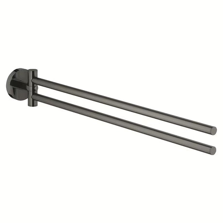 Držalo za Brisače Grohe Essentials z dvema vrtljivima ročajema v izvedbi Hard Graphite s skritim pritrjevanjem.