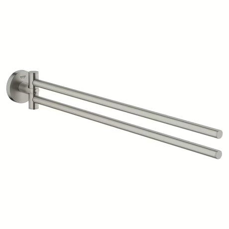 Držalo za Brisače Grohe Essentials z dvema vrtljivima ročajema v mat izvedbi supersteel