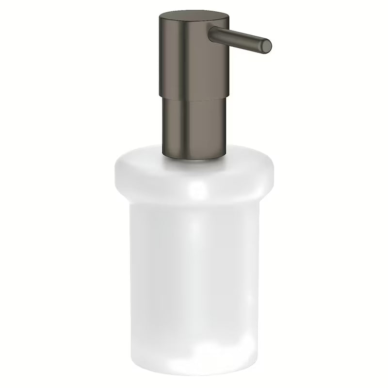 Dozirnik za Milo Grohe Essentials brez držala s stekleno posodico in površino Grohe StarLight v izvedbi hard graphite.