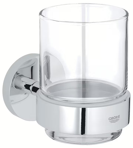 Kromiran držalo za kozarec Grohe Essentials vključno s kozarcem s skritim pritrjevanjem
