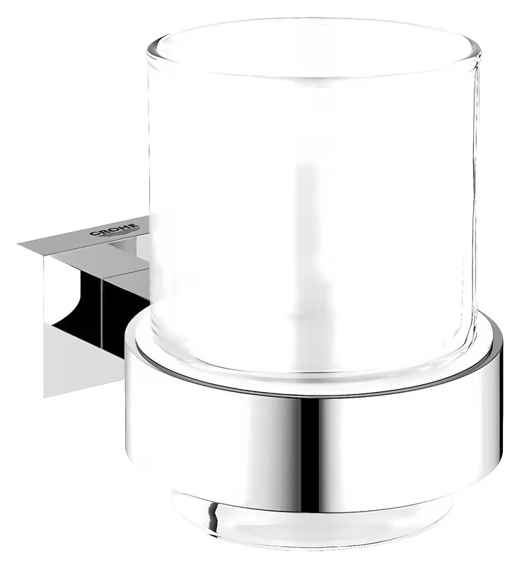 Grohe Essentials Cube stenski držalo za kozarec vključno s kozarcem v krom izvedbi
