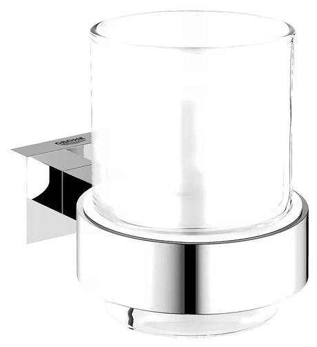 Grohe Essentials Cube stenski držalo za kozarec vključno s kozarcem v krom izvedbi