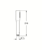 Kromirana ročna prha Grohe Euphoria Cosmopolitan Stick z enim načinom curka in varčnim pretokom 9,5 l/min.