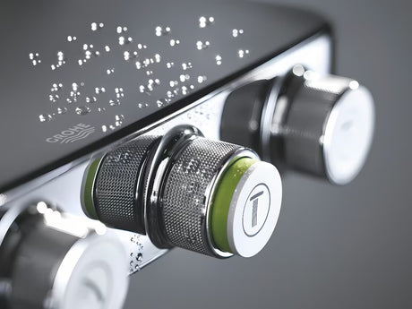 Kromiran tušni sistem Grohe Euphoria smartcontrol s termostatom, nadglavno prho in ročno prho