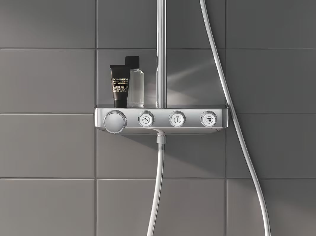 Kromiran tušni sistem Grohe Euphoria smartcontrol s termostatom, nadglavno prho 310 mm in ročno prho