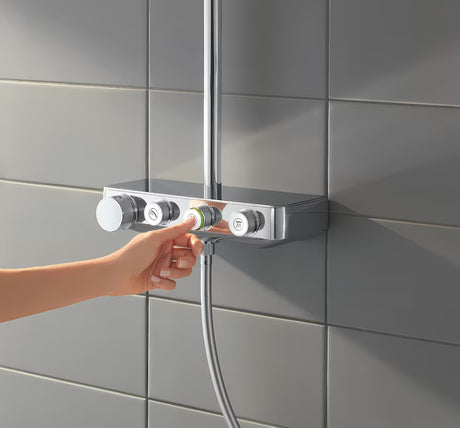 Kromiran tušni sistem Grohe Euphoria smartcontrol s termostatom, nadglavno prho 310 mm in ročno prho