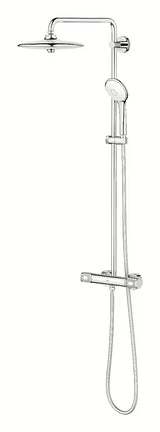 Krom tušni sistem Grohe Euphoria System s termostatsko armaturo z nadglavno in ročno prho