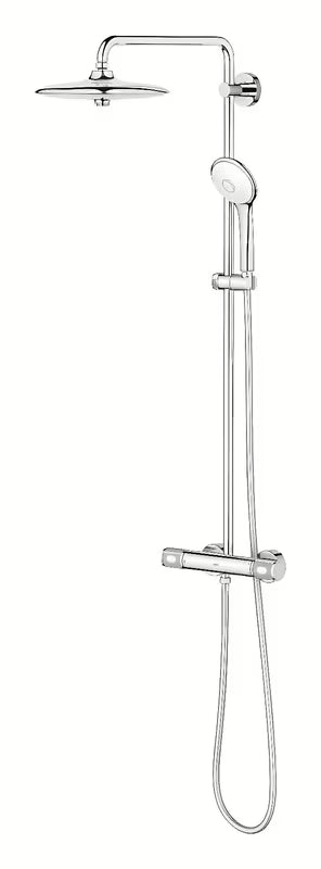 Krom tušni sistem Grohe Euphoria System s termostatsko armaturo z nadglavno in ročno prho