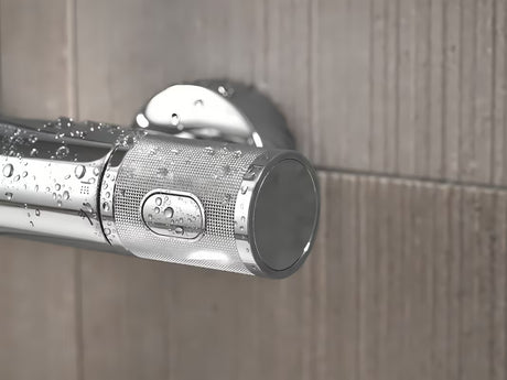 Krom tušni sistem Grohe Euphoria System s termostatsko armaturo z nadglavno in ročno prho