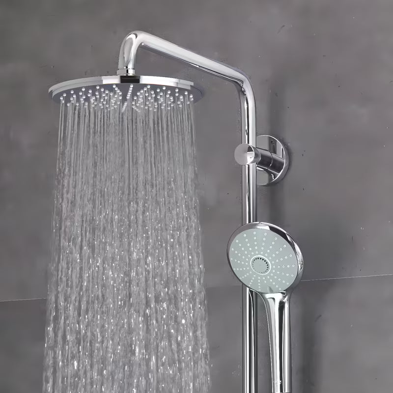 Tušni sistem Grohe Euphoria System s termostatsko armaturo v krom izvedbi z nadglavno in ročno prho