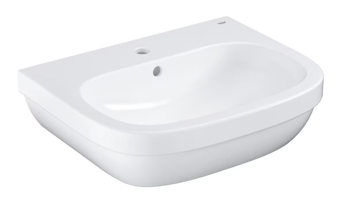 Viseči umivalnik Grohe Euro Ceramic 60 v alpsko beli barvi s prelivom in odprtino za pro armaturo