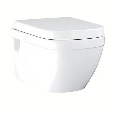 Beli viseča WC školjka Grohe Euro Ceramic Rimless z zadnjim odtokom in globokim izpiranjem