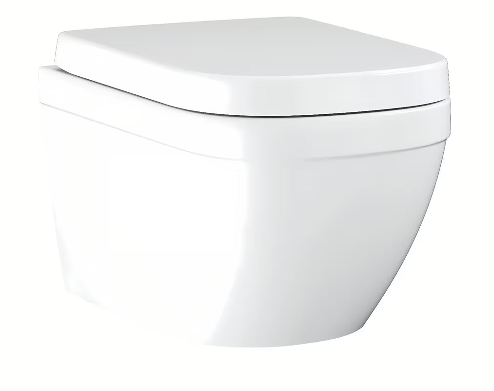 Grohe Euro Ceramic viseča WC školjka komplet v beli barvi z rimless školjko in sedežem mehko Zapiranje Soft Close