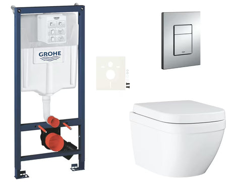 Viseči WC set Grohe Euro Ceramic s instalacijskim modulom Rapid SL, tipkom Even i sjedalom mehko Zapiranje Soft Close