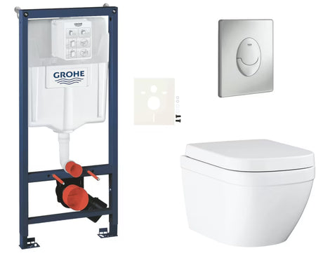 Viseči WC set Grohe Euro Ceramic s instalacijskim modulom Rapid SL, tipkom Skate Air i sjedalom mehko Zapiranje Soft Close