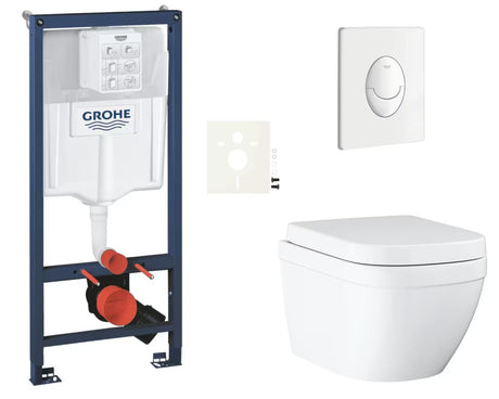 Viseči WC set Grohe Euro Ceramic s instalacijskim modulom Rapid SL, tipkom Skate Air i sjedalom mehko Zapiranje Soft Close