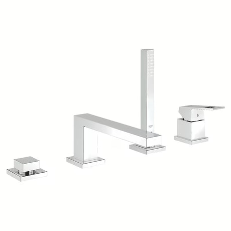 Kromirana armatura za kad Grohe Eurocube s tuš setom in ročno prho Euphoria Cube+.