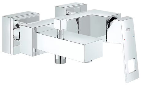 Enoročna stenska armatura za kad Grohe Eurocube v kromirani izvedbi s preklopnikom pro prho in polnjenje kadi.