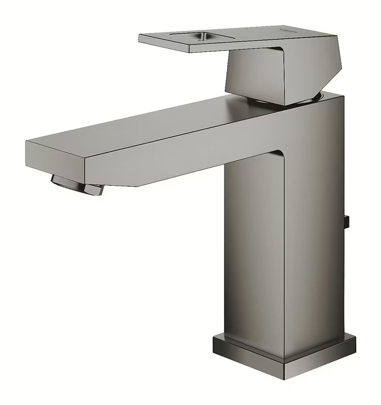 Umivalniška enoročna armatura Grohe Eurocube z odtokom v izvedbi krtačeni Hard Graphite.