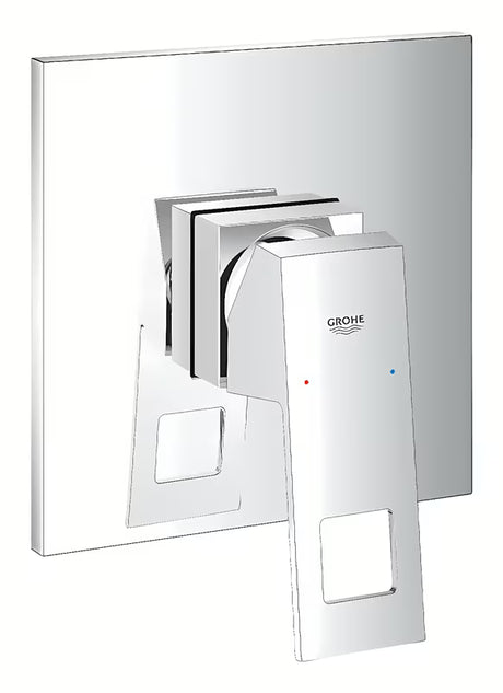 Podometna enoročna armatura za tuš Grohe Eurocube v krom izvedbi s kovinsko ploščo in ročico