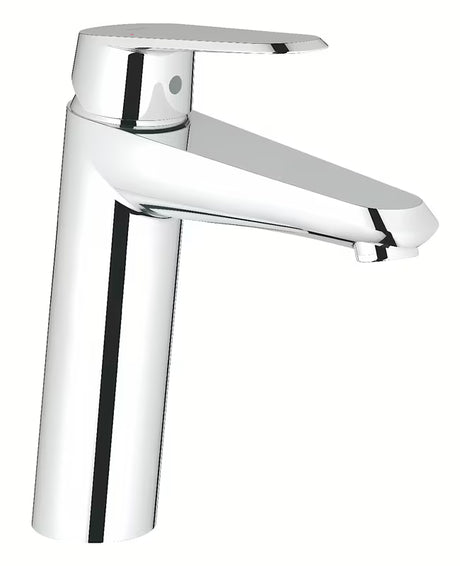 Kromirana armatura za umivalnik Grohe Eurodisc Cosmopolitan z ročičnim upravljanjem in gladkim ohišjem brez odtoka.