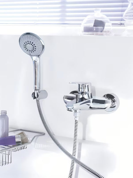 Kromirana stenska armatura za kad Grohe Eurodisc s tuš setom