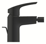 Grohe Eurosmart enoročna armatura za bide z odtokom v mat črni barvi