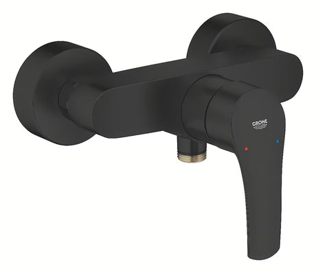 Stenska armatura za tuš Grohe Eurosmart v mat črni izvedbi z ročnim upravljanjem