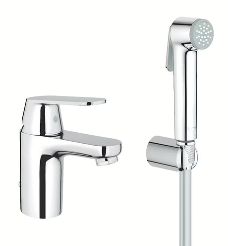 Kromirana armatura za umivalnik Grohe Eurosmart Cosmopolitan s tuš setom in ročičnim upravljanjem