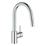Kromirana armatura za pomivalno korito Grohe Eurosmart Cosmopolitan z visokim vrtljivim izlivom in izvlečno prho