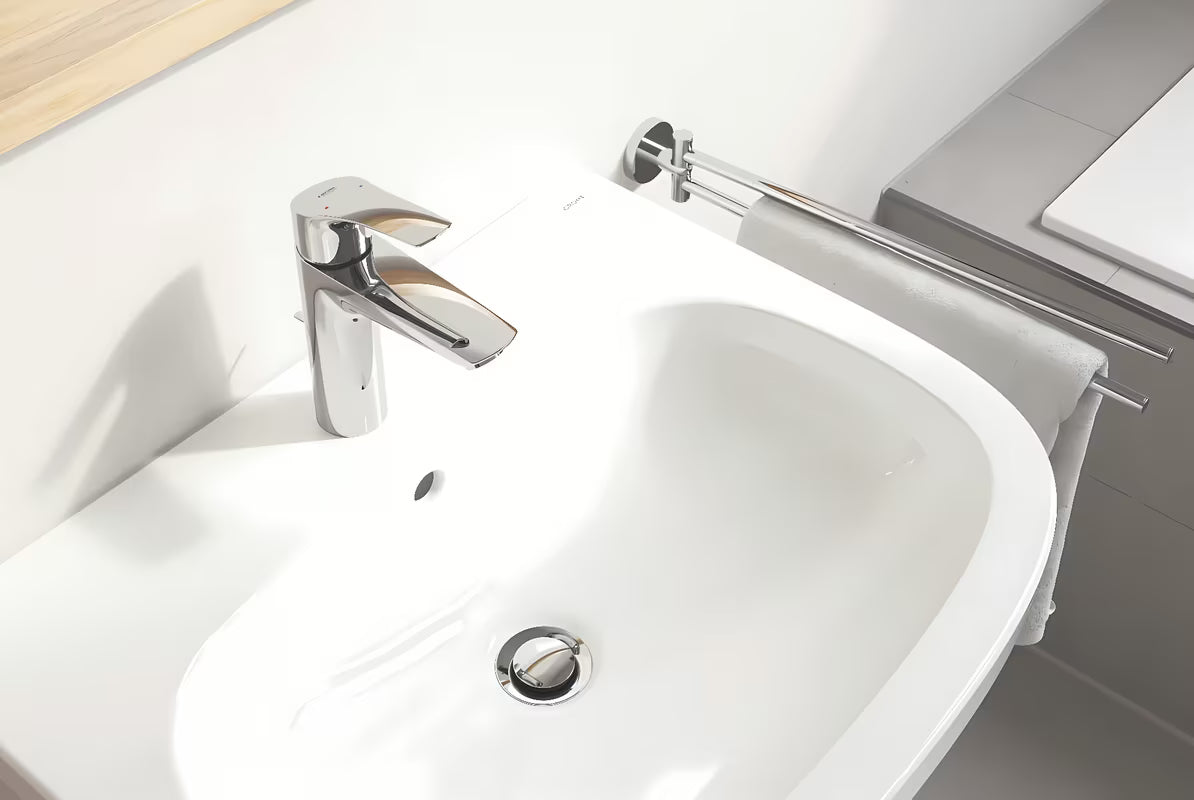 Krom enoročna stoječa armatura za umivalnik Grohe Eurosmart New z odtokom