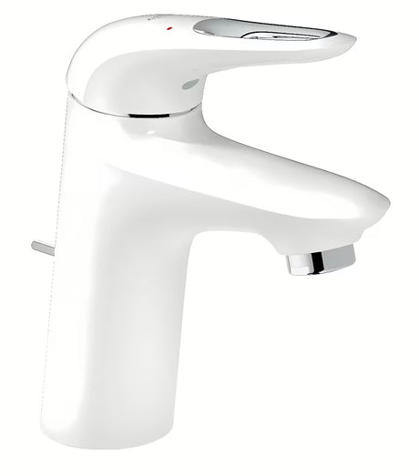 Umivalniška enoročna armatura Grohe Eurostyle New z odtokom v izvedbi moon white in krom